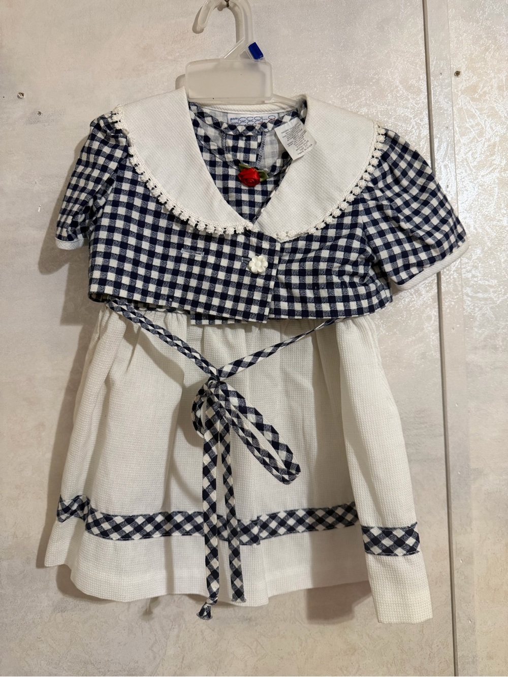 Classic Navy Check & White Girls' Dress